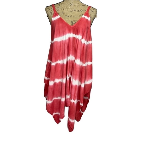 BOUTIQUE Tie Dye Hot Pink Boho Asymmetrical Tunic - Picture 1 of 8